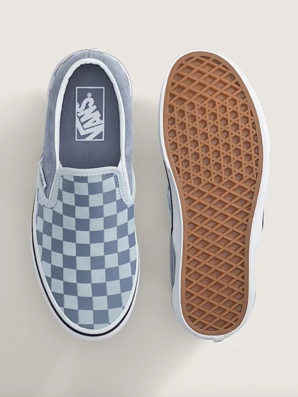 Vans Classic Slip-On Checkerboard Light Blue Women NWB